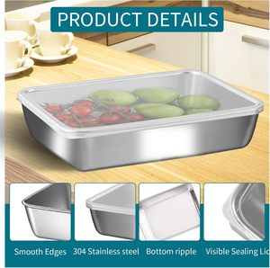 Thép không gỉ Snack hộp lưu trữ PP nắp nhựa máy rửa chén Tủ đông an toàn thực phẩm lưu trữ <span class=keywords><strong>container</strong></span> cho tổ chức thực phẩm - Product Image 4