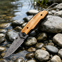 Couteau de poche pliable portable EDC pour le camping avec lame en acier 3CR13 et manche en bois de zèbre