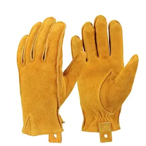 Vintage Koeienhuid Motorhandschoenen Heren Vrouwen Fietsen Antislip Full Finger Mountainbike Race Handschoenen