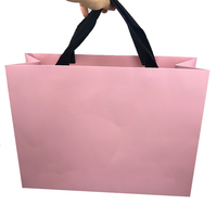 Bolsa de papel rosa de lujo, bolsas de regalo de papel para ropa, embalaje de bolsa de papel personalizado de buena calidad