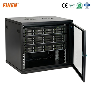 Gabinete de Pared W4X <span class=keywords><strong>4U</strong></span> 6U 9U 12U con Puerta de Vidrio y Cerradura, Certificado CE, para Oficina en Casa, Estándar de 19'', con Recubrimiento en Polvo FINEN - Product Image 1