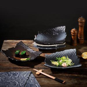 Rétro japonais assiettes irrégulières nourriture bleu noir luxe fête mariage restaurant poisson <span class=keywords><strong>sushi</strong></span> porcelaine dîner assiettes en céramique - Product Image 2
