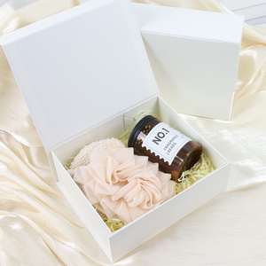 Luxury Designs White Cardboard Michaels Foldable Gift Box with Ribbon - Product Image 1