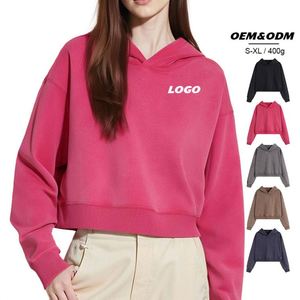 Autumn Winter Style Short Women's <b>Hoodie</b> Clothing Fashion Leisure Casual Comfortable <b>Thin</b> Sweatshirt Embroidery Custom Lgoo - Product Image 1