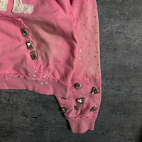 DCY Sweat à capuche zippé vert effet vieilli avec strass personnalisés, Marque privée