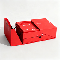 Boîte en papier rigide personnalisée avec logo imprimé, pour emballages cadeaux, cosmétiques, bougies, avec tiroir à double porte magnétique pour bijoux, montres