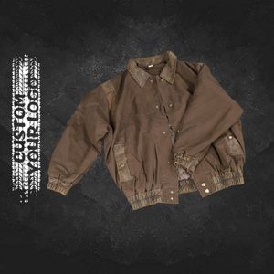 Chaquetas Bomber Casuales Vintage para Hombre con Cremallera, Chaquetas Cortas Personalizadas Estilo Universitario con Parches Lavados, Venta al por Mayor - Product Image 2