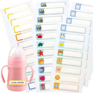 Özel Logo bebek silikon şişe etiketi etiketleri için günlük bakım su geçirmez yazma-çocuklar için kişi adı etiketleri çıkartmalar okul