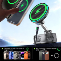 Cargador Inalámbrico para Auto de 15W con Carga Rápida, Soporte 2.0 con Fuerte Imán N52 y Puerto Tipo-C para iPhone