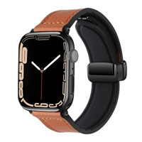 Bracelet pour Apple Watch 45mm 44mm 40mm 42 41mm Ultra 49mm en cuir véritable et silicone Correa IWatch Series 9 8 7 6 5SE