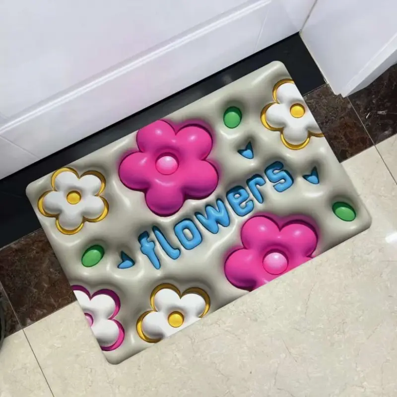 2023 NEW 3D Bathroom Water Absorbent Rug Rubber Door Mats Diatom Mud Floor Mat Kitchen Carpet Anti Slip Diatomite Bath Mat