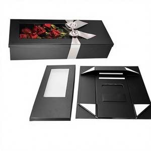 Caja de Regalo Rectangular Plegable con Ventana, Personalizada, con Cubierta de Cartón Gris, para Flores, Rosas del Día de San Valentín, Exclusiva para Comercio Transfronterizo - Product Image 2