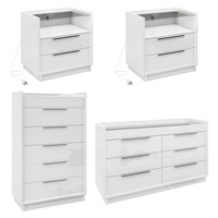 Commode moderne en bois MDF blanc sur mesure avec 6 tiroirs, poignées métalliques, écologique, pour chambre à coucher, appartement, salon