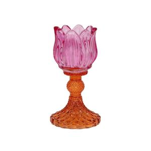 Vintage Romantique <strong>Lotus</strong> Tulip Shape Tealight <strong>Candle</strong> <strong>Holder</strong> Custom Logo Metal Glass Embossed Tabletop <strong>Candle</strong> Home Decoration - Product Image 6