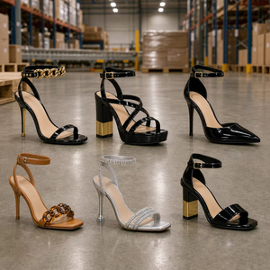 Hot Sale Factory Direct <b>Women</b> Patent Leather Ankle Strap High Heel Sandals Block Heel Mixed Styles Dress Summer <b>Shoes</b> - Product Image 1