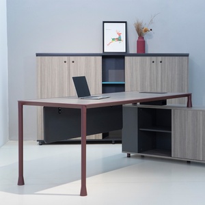 Bureau de direction moderne de luxe en forme de L, table en bois avec structure en fer pour la maison, l'école ou l'hôpital, mobilier de bureau - Product Image 4