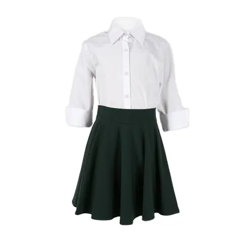 2020 فتاة قصيرة الأكمام الأبيض زي مدرسي/دائم 100% بنات القطن قميص و تنورة موحدة