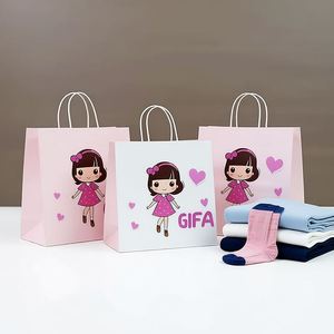 Custom Logo Paper Shopping <b>Bag</b> Food Grade Kraft Paper <b>Bag</b> for <b>Bread</b> Cookies Flower 50 cm Large Size - Product Image 5