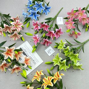 Fleur de lys artificielle Meibao à 6 têtes en soie, décoration de mariage, décoration de maison, hôtel, bureau - Product Image 4
