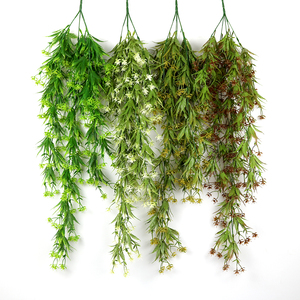 Wholesale plastic Hanging Artificial Vine green Leaf For home Wedding Flower wall
