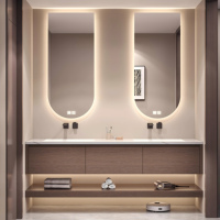 Meuble-lavabo élégant de 48 pouces Meuble-lavabo double Noir Meuble-lavabo de salle de bain avec évier Armoire murale de bain