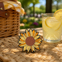Broche en émail souple Tournesol Mignon à Pétale Unique Dégradé, en Métal Doré, Badge de Revers, Cadeau Botanique Naturel, Vente en Gros