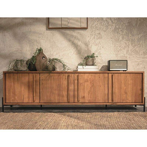 Mueble para TV de madera maciza tradicional con motivos únicos tallados a mano, diseñado para una sala de estar elegante y funcional. - Product Image 2