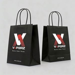 ถุงกระดาษคราฟท์สีน้ำตาลดำสำหรับใส่ของชำ อาหาร ร้านอาหาร รีไซเคิลได้ พิมพ์โลโก้ตามสั่ง พร้อมหูหิ้ว - Product Image 4
