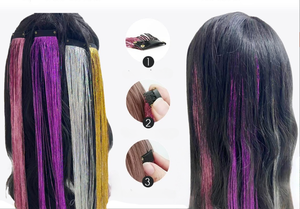 21 Màu Sắc Tổng Hợp Tóc Nhiều Màu Đầy Màu Sắc Lấp Lánh Clip Trong Tóc Tinsel Nổi Bật Hairpieces Cho Phụ Nữ - Product Image 3