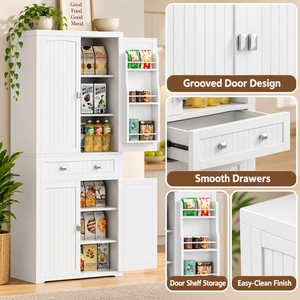 <span class=keywords><strong>Buffet</strong></span> en bois blanc OEM ODM avec portes coulissantes, meuble de rangement <span class=keywords><strong>haut</strong></span> pour cuisine, salle à manger et garde-manger - Product Image 4