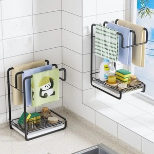 Nhà bếp lưu trữ giá Khăn miếng bọt biển cống Kệ Rag dishcloth giá phòng tắm xà phòng thép carbon chủ bồn rửa máy tính để bàn tổ chức - Product Image 2