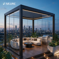 Pergola motorisée à toit à lames orientables en aluminium, sur mesure pour les constructeurs et les entrepreneurs, pare-soleil coupe-vent pour cour