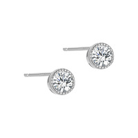 Anting-anting stud solitaire bezel bulat klasik berlapis emas Vermeil perak sterling 925, anting-anting stud klasik perak sterling