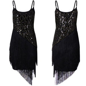 Women's 1920s Retro Tassel <b>Dress</b> Sequined Asymmetric Cocktail <b>Dress</b> For Dance - Product Image 3