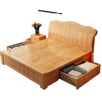 Lit réglable en bois massif de style européen moderne avec rangement intégré et design durable WB-006
