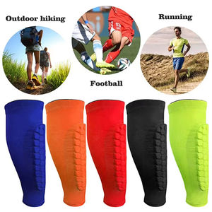 Logo kustom kualitas tinggi sarang lebah pelindung tulang kering pelindung kaki penjepit tahan benturan kompresi sepak bola betis lengan - Product Image 3