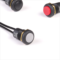 Tombol Tekan Bulat Merah 16mm Berkualitas Tinggi IP67 dengan Kabel, Tahan Air, untuk Mobil, Kapal, dan Yacht