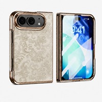 Étui de protection pliable en PC électroplaqué à texture gaufrée de luxe avec protection d'écran pour iPhone Duo