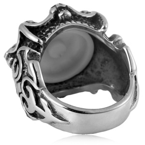 yunnique Punk Rock Blue Eye Demon Skull Claw <b>Titanium</b> Steel <b>Ring</b> Men's Party Jewelry Spike Geometric Design - Product Image 3