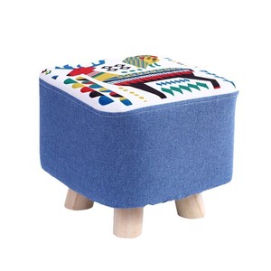 Fabric <b>Stool</b> Round <b>Wooden</b> Legs Home Living Room Ottoman Child Adult Use - Product Image 3