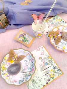 Factory Direct 9 Inches Modern Style FOIL Fairy Paper <b>Plates</b> Girls Floral Birthday Disposable Tableware Hot Selling Scalloped - Product Image 5