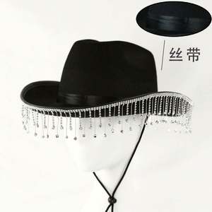 Chapeaux de cow-boy style western en promotion pour marié et mariée, chapeau de cow-boy rose avec strass pour fête - Product Image 5