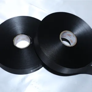 ラベルテープ用卸売カスタム100% ポリエステル片面ブラックサテンリボン環境にやさしい高品質衣服アクセサリーロール