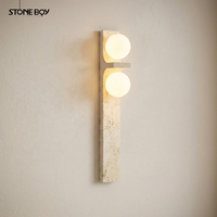 Lampe murale minimaliste italienne en pierre noire pour chambre à coucher, chevet, salon, couloir, escalier - Éclairage d'ambiance décoratif