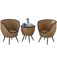 Ensemble de chaises trois pièces en rotin minimaliste pour l'extérieur avec table d'appoint pour patio, jardin, balcon - Vente en gros