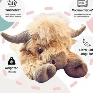 Boneka Sapi Plush Berkualitas Tinggi Warna Kuning Seri Posisi Berbaring untuk Bantal Lempar Isi Bantal Pemanas yang Dapat Dipanaskan dengan Microwave - Product Image 2