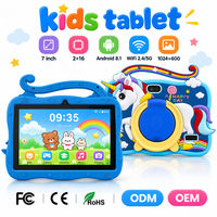 Tablette pour enfants 7 pouces Android 8.1 2 Go 16 Go WiFi 1024x600 avec étui en silicone licorne et support anneau