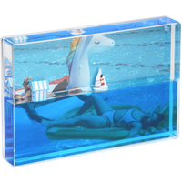 Cadre photo liquide acrylique personnalisé à bulles flottantes, effet océan/plage, décoration intérieure, cadeau