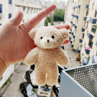 Porte-clés en peluche ours en polaire perlée 12 cm en polyester, jouet de maternelle, petit cadeau pour événements de mariage