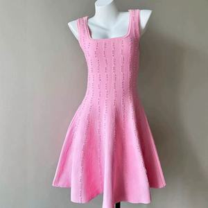 Vestido de Punto Rojo con Cuentas y Cuello Cuadrado para Mujer, Vestido Sexy Ajustado a la Cintura para Fiestas de <span class=keywords><strong>Navidad</strong></span> y Año Nuevo - Product Image 2